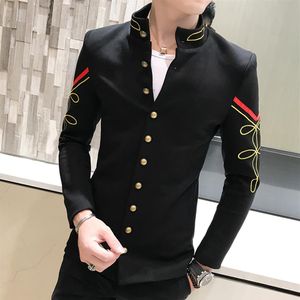 4 colorido botão de ouro de colar chinesa jaqueta de terno slim fit masculino padrão de blazer piloto jaqueta piloto masculino preto azul vermelho blazer2508