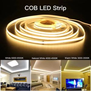 FOB COB LED Strip 12V 24V DC RA90 مرنة عالية ارتفاع شريط LED 3 مم 5 مم 8 مم 10 ملم شريط فاتح الجليد الأزرق أبيض باللونين الأخضر اللون الأصفر