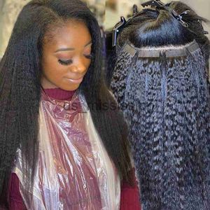 Синтетическая лента париков в человеческих волосах извращено 100 настоящих remy remy huma hair gair gain glect on to Salon Высокое качество для женщины x0823