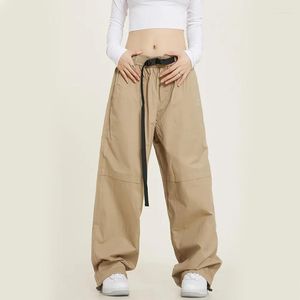 Calça feminina Y2K Vintage Cargo Chaque Mulheres Verão Hip Hop Streetwear Bolsos Cinturão Licleta de corrida Loja Moda Alta Coloque Sorto