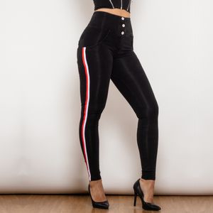 Shascullfites Melodia Side Stripe Wysoka talia Czarne dżinsy modne dżinsowe dżins Slim Fit Bum Lift Pencil Spods Jeggings Button Up Dżinsy