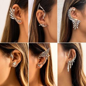 Rücken Ohrringe Persönlichkeit Elf Kein Ohrloch -Hang -Clip für Frauen Mode Schmuck Strass Knochen Tide Girl