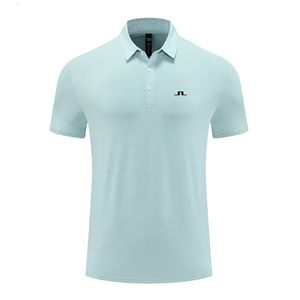 Men's Polos J Lindeberg Summer Casual T-shirts Mens Short Sleeve Polo Shirts Button Work Shirts Quick Dry Tee Sports Fishing Golf Pullover 230823