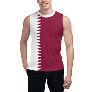 T-shirt senza maniche per canotte maschile Qatar Bandiera 3D Tshirt Gyms Joggers Joggers Basketball Training gilet