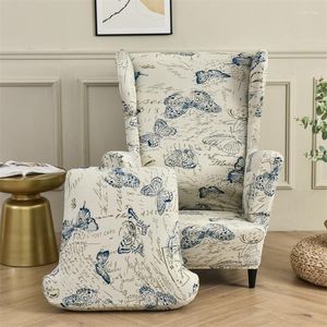 Chair Covers Nordic Floral Wing Back Armrest Geometric Spandex Stretch Armchair Slipcovers Elastic Sloping Single Sofa