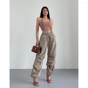 Kobiet Pants American Cargo Women Summer Jazz Dance szeroka noga plisowana luźna swobodna moda 2023 M953