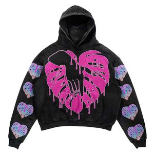 Herrtröjor tröjor amerikanska retro heta säljtryck hoodies kvinnor tröja överdimensionerade lösa toppar par 2023 sweatshirt goth populära y2k kläder j230823