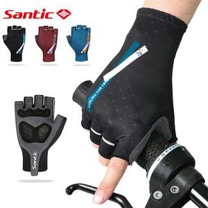Five Fingers Gloves Santic Mens Cycling Breathable Mesh Half Finger MTB Road Bike Shockproof Pads Bicycle Sport Mittens Asian Size 230823