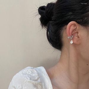 Stud Earrings Korean Silver Color Water Crystal Ear Cuff Fake Piercing Clips For Women Accessories Girls Gifts Punk Jewelry