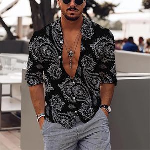 Men's Casual Shirts Paisley Men Tops Long Sleeve Spring Turndown Neck 3d Printed Fashion Ethnic Breathable