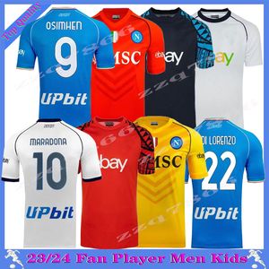 23 24 Fan Player Napoli Soccer Jerseys Maglia Naples Zielinski Anguissa Olivera Kvaratskhelia Football Shirt Osimhen Lozano SSc Napoli Maillots de Foot Di Lorenzo