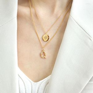 Collane a ciondolo Hangzhi 2023 French Vintage Gold Color Clavicle Chain per donne Geometrica Octagramma irregolare Collana semplice