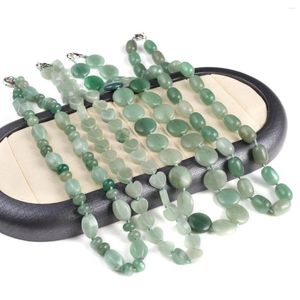 Chains Style Women Necklace Natural Stone Green Aventurine Irregular Beads Charms For Birthday Gift Length 45 CM