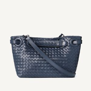 Woven Bag Designer Women's Bags High-End Luxury Brand Shoulder Messenger Bag 100% Sheepskin Fashion Large Shopping Bag Black Gray Blue 2023 Autumn New