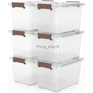 6-Pack Clear 7 Quart Storage Latch Box/Bins Plastic Stackable Latching Box Storage Organization HKD230812