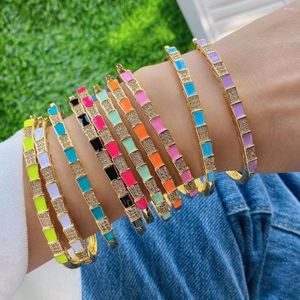 Bangle 3pcs прибытие модное очарование эмалевая эмаль блестящий металлический циркония каменные браслеты дизайны ювелирных изделий