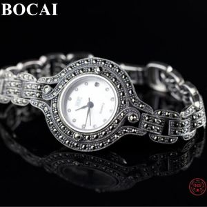 Armreif BOCAI 100 echte Sterlingsilber-Armbänder für Männer und Frauen, einfache Thai-Modeuhr, handgefertigte Argentum-Armbandkette 230824