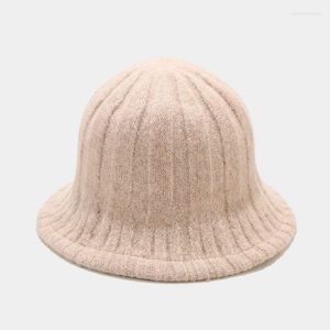 Berets Women Hut Herbst Winter Strick Wolle warmes Panama Bucket Outdoor Cap Kopfbedeckung Accessoire