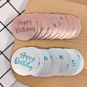 Andra evenemangsfest levererar 10st akryl rosguld silver grattis på födelsedagen kaka topper cirkel cupcake toppers tårta dekoration för födelsedagsfest dessert 230824