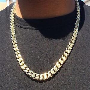 14k Gold Plated Hip Hop Cuban Link Chain med diamantskärningar 24 221q