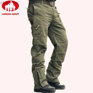 2023 Men's Cargo Pant Cotton Army Military Tactical Pant Men Vintage Camo Green Work Many Pocket Cotton Camouflage Black TrouserLF20230824.