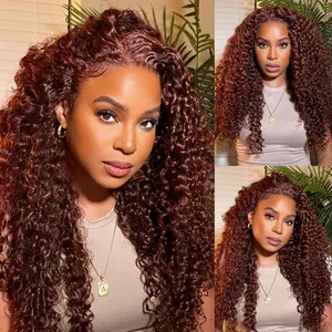 Curly #33B Reddish Brown Lace Front Wig 13x4 Lace Front Human Hair Wig for Women Super Natural Hairline 150%density