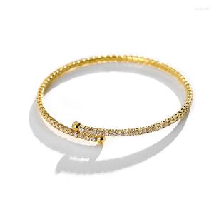 Bangle Fashion Simple Rhinestone For Women High Quality Gold Plated Adjustable Female Wholesale Drop