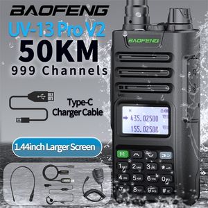 Walkie Talkie BaoFeng UV 13 PRO V2 10W Powerful Dual Band Type C Charger 16KM Long Range UV13 Pro Transceiver Ham Two Way Radio 230823