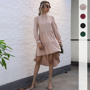 Casual Dresses 2024 A Women's Maxi Summer Spring Split Long Dress Fashion Boho Lregular Half High Collar Beach sundress