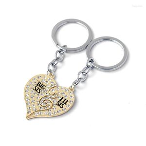 Keychains euro-amerikanska modesmycken Big/Middle/Little Keychain Sister Loving Heart Rhinestone Pendant Nyckelringar för gåvor