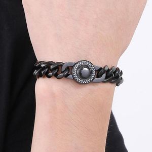 Link Armbänder schwarzes Edelstahlarmband für Männer HipHop 13mm Bordsteinkubankette mit CZ Armband Männer Geburtstag Schmuckgeschenke