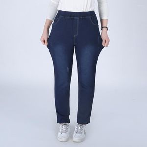 Jeans femminile autunno e inverno plus size 150 kg casual 9xl 8xl 7xl Ladies elastico Pantaloni da tasca con tasca elastica.