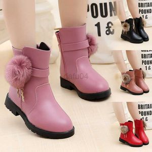 Boots Ankle Boots For Girls New Winter Kids Martin Boots Children's Cotton Shoes Plus Velvet Warm Snow Boots Girls Csual Leather Shoes L0824