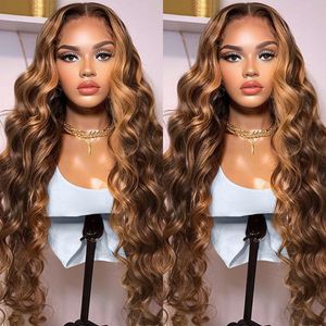 Synthetic Wigs Ombre Blonde Body Wave Lace Front Wig HD Highlight Wig Human Hair Brazilian Glueless Wig 360 Full Lace Frontal Wigs for Women
