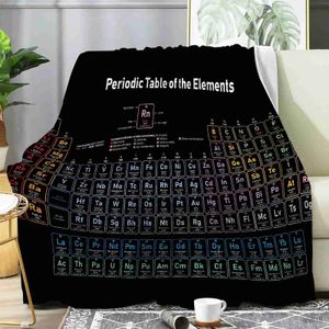Cobertores Tabela periódica de elementos ciência química Clanta de flanela lançar cobertor suave leve para a cama sala de estar para todas as estações R230824