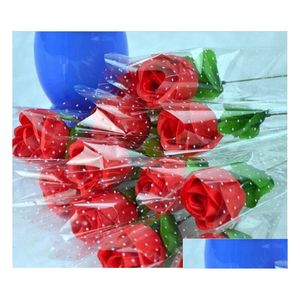 Decorative Flowers Wreaths Simation Rose Red 100P 30Cm/11.8Inch Silk Artificial Flower Peony Camellia Wedding Christmas Supplies D Dheaa
