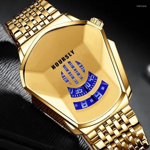 Relógios de pulso 2023 Gold Wrist Watch for Men Moda Cool Technology Relógio impermeável Relógio Anterior Sports Casual Quartz Casual