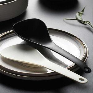 Non-Stick Plastic Rice Spoon Rice Cooker Long Cooking Rice Spatula Scoop Black White Soup Spoon Kitchen Utensil Tableware Tools HKD2308124.