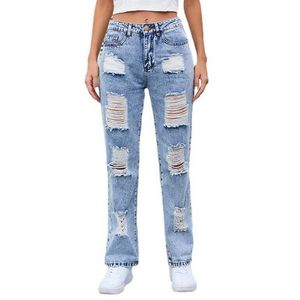 Frauen Jeans Street Casual Löcher Design Straight Jeanshose 230823