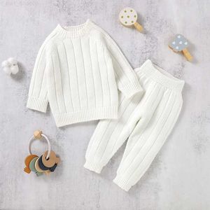 Boys Pullover and Baby Girls' Clothing Autumn Solid Long sleeved Sweater Lace+Trousseau Junior Unisex Knitted Clothing Z230724