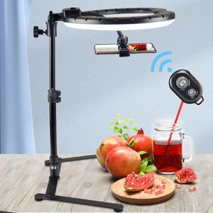 その他のフラッシュアクセサリー26cm P Ography Lighting Phone Ringlight Tripod Stand P O LED Selfie Remote Light Light Lamp Video Live Cook 230823