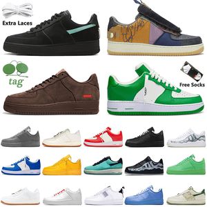 Klassiker AF1S Designer lässig Schuhe Mode Frauen Herren Plattform Sneaker Tiffany Tiffany Triple White Black Barock Brown University Blau gelbe Lutger Sportstrainer