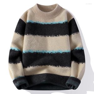 Erkek Sweaters 2023 Sonbahar/Kış Yüksek kaliteli moda trendi vizon fuzz süveter erkekler rahat rahat sıcak boyut M-3XL