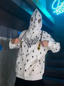 Erkek Hoodies Erkekler Harajuku Zip Up Kadın Y2K Giysileri Vintage Karikatür Anime Hoodie Büyük Boy Kafatası Baskı Sweatshirt Gevşek Ceket Emo