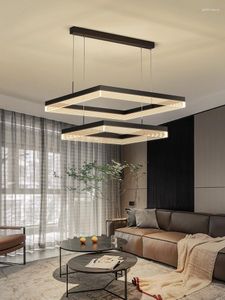 Chandeliers Modern Living Room Led Chandelier Luxury Transparent Hanging For Hall Bedroom Dining Table Kitchen Black Decoration