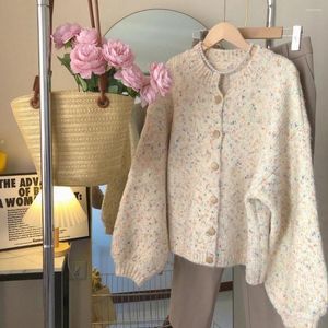 Women's Hoodies Soft Glutinous Sweater Coat Spring And Autumn Colorful Dot Circle Yarn Design Feeling Small Lazy Style Knitted