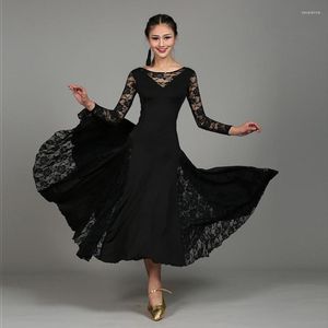 Scene Wear Waltz Ballroom Competition Dance Dress Standard Performance Costumes Women Elegant Slim Evening Gowns Solid Embrodery