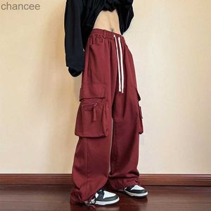 2023 Autumn Red Cotton Cargo Pants Men American Y2K w stylu Y2K STUTSPANT SCADUAL LUSE LUBY PANTY MORNIPOPOLE MANS HIGH STREET MODERSLF20230824.