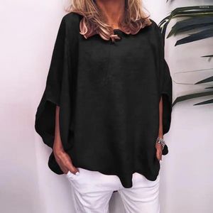 Women's Blouses Loose Fit Shirt Comfortable Stylish Spring Pullover Tops With Bat Sleeves Round Neck In Solid Colors For Autumn Women