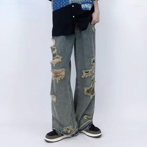 Jeans masculinos Slim Fit Mens Streetwear Designer coreano Regular Denim homme Homme Homme Hip Hop Hole Troushers C63